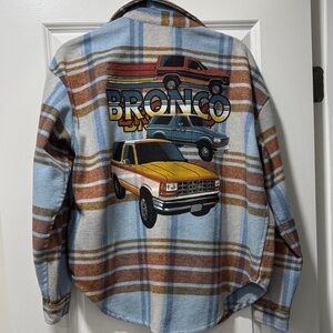 Plaid Jacket with Bronco Design